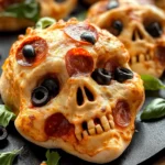 Cheesy Halloween Pizza Skulls