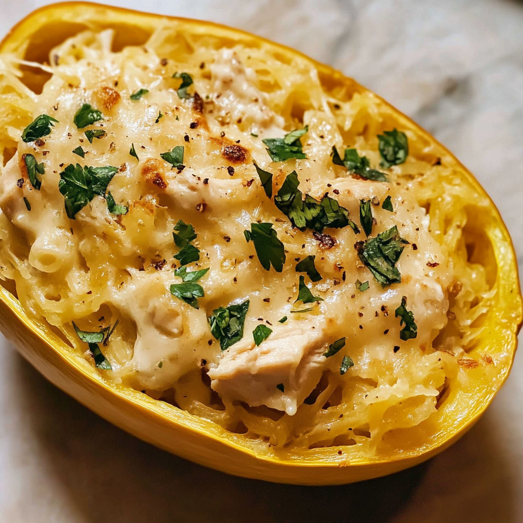 Chicken Alfredo Spaghetti Squash Recipe