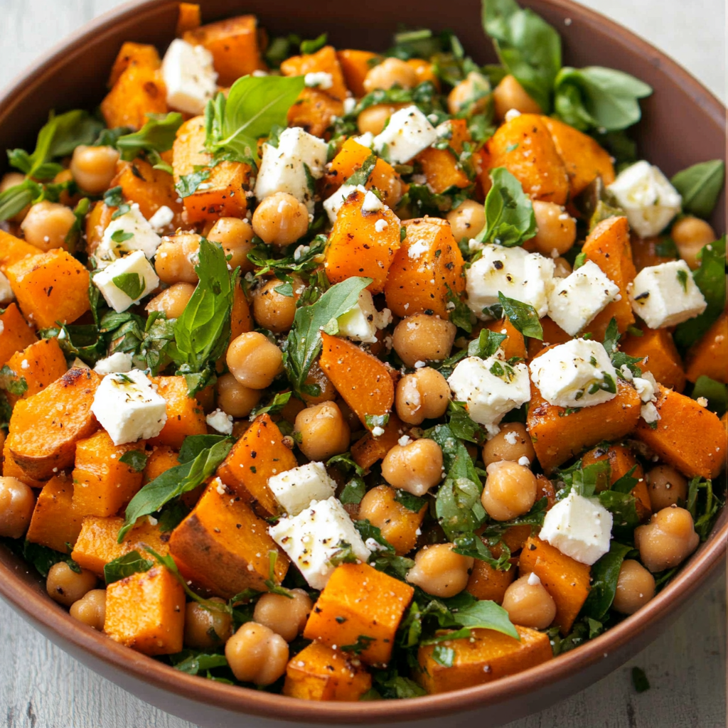 Sweet Potato and Chickpea Salad with Feta and Herbs