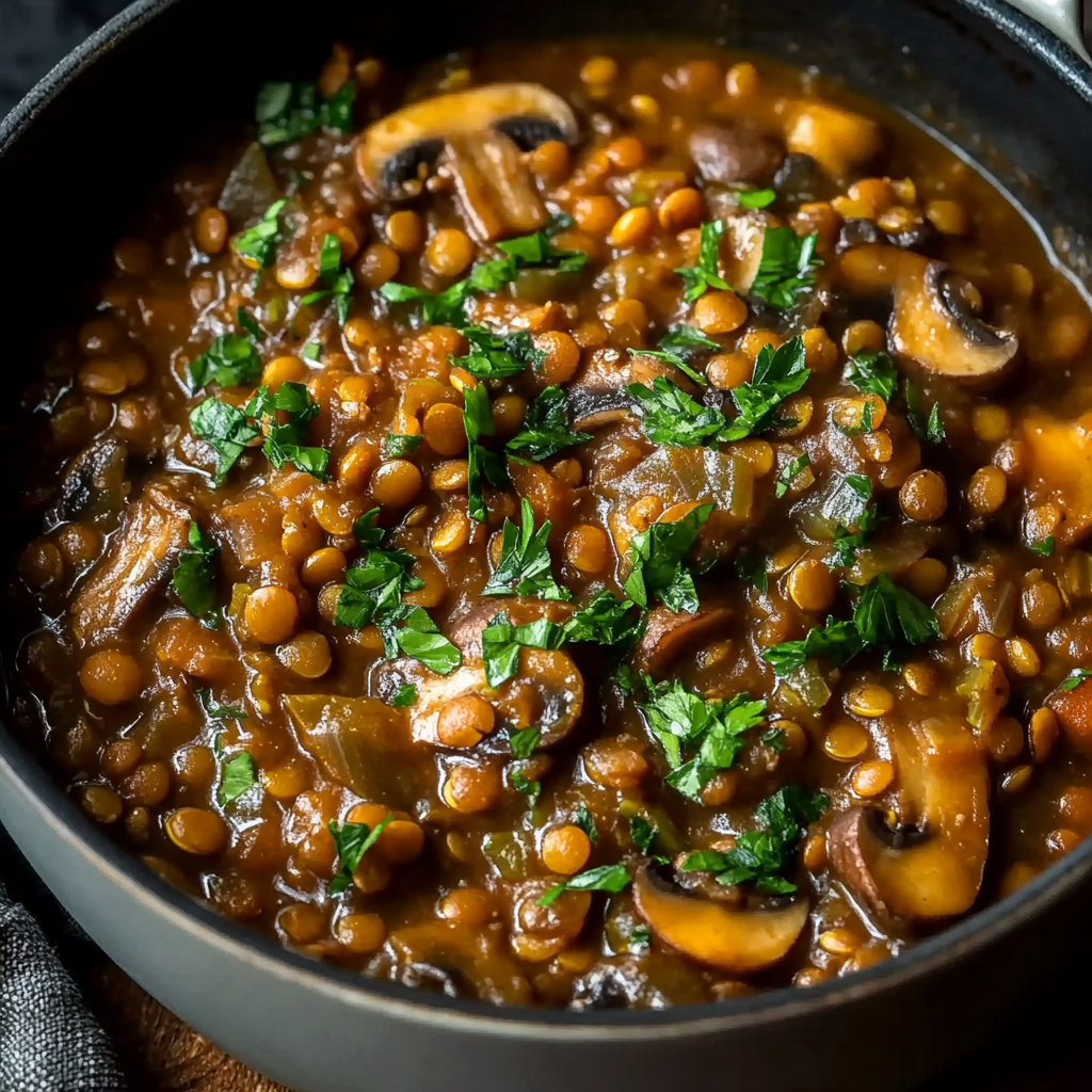 Vegan Lentil Mushroom Stew