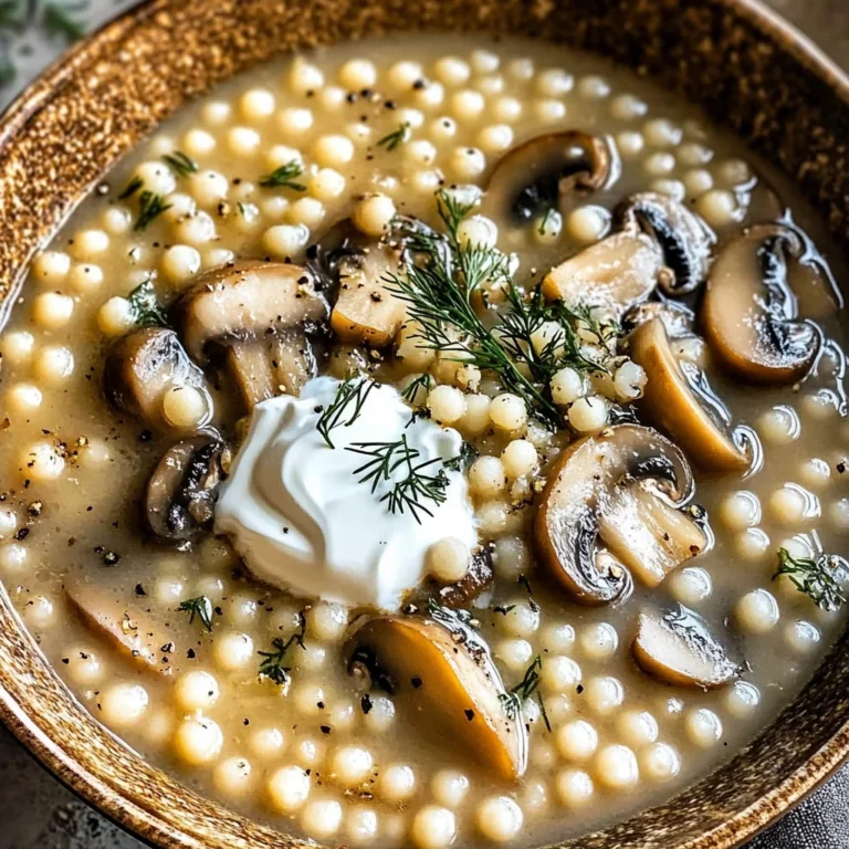 Creamy Mushroom & Pearl Couscous Soup