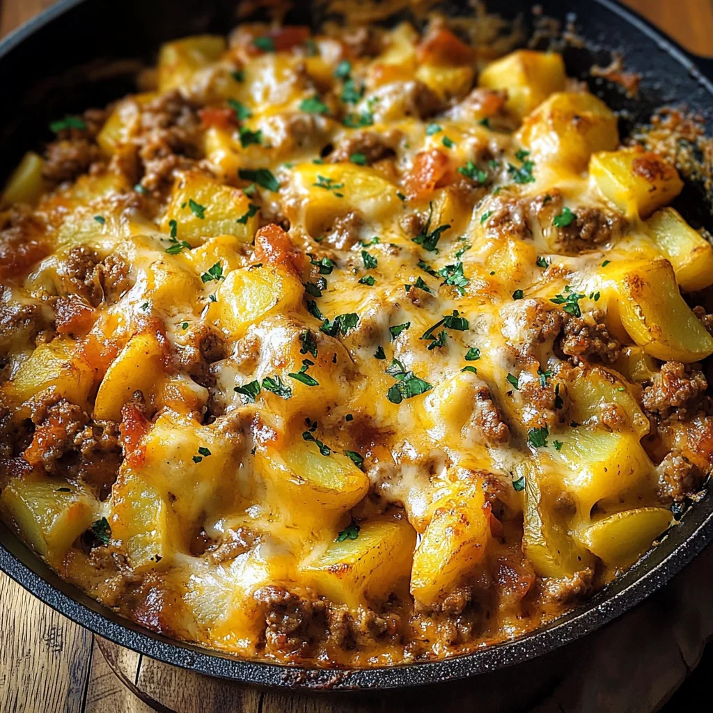 One-Pan Cheesy Meat & Potato Skillet