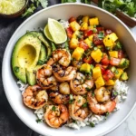 Shrimp and Avocado Bowls with Mango Salsa & Lime-Chili Sauce