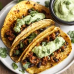 Crispy Baked Ground Turkey Tacos with Avocado Sauce