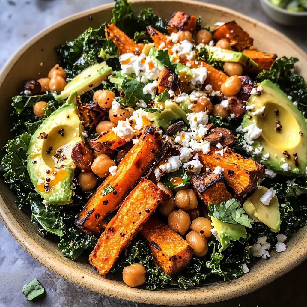 Sweet Potato Kale Salad with Creamy Honey Mustard Dressing
