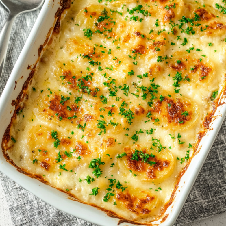 Roasted Garlic Potatoes au Gratin