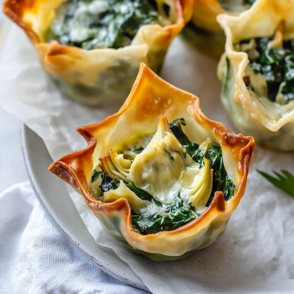 Spinach and Artichoke Wonton Cups